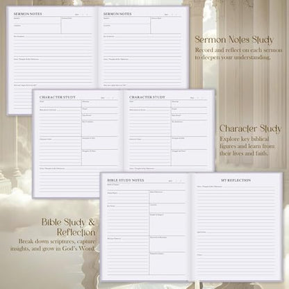 Lanpn Bible Study Journals for Women with Tabs & Highlighters, Church Notes Taking Daily Devotional Journaling, Linen Bible Prayer Guide Notebook Christian Religious Faith Based Gifts, Purple - color: Purple
