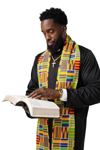 Dupsie's Kente African Print Church Clergy Pastor Choir Stole/Sash with Fringes - color: Blue