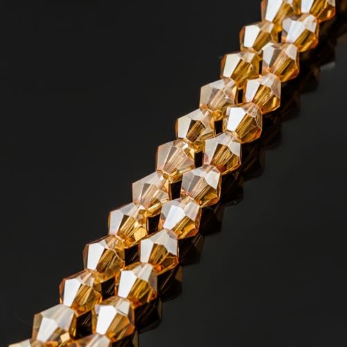 250pcs Czech 6mm (0.24 Inch) Faceted Bicone Crystal Glass Beads Spacer Bulk Golden Shadow - color: Golden Shadow, size: 6mm - 250pcs