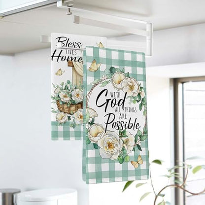 with God All Things are Possible Christian Kitchen Dish Towels - color: With God All Things Are Possible