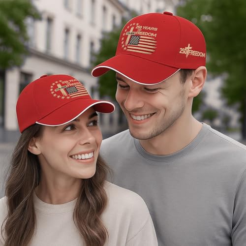 US 250 Years Freedoms 1776-2026 250th Birthday Embroidered Hats Garde Cap for Him - color: 250th Anniversary Us 250 Year American Patrioticred1