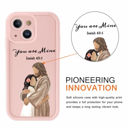for iPhone 15 Pro Max 6.7'' Cute Bible Verse Hug Phone Case - color: Pink-You Are Mine, size: iPhone 15 Pro Max
