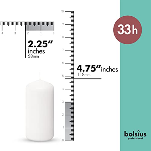BOLSIUS 12 White Pillar Candles Bulk - 2.3 x 4.7 Inches Unscented Candle Set - 33 Hours Clean Burning - No Palm Oil - 0% Animal Fat - Premium European Quality - Party, & Special Occasion Candles - size: 2.3 x 4.7 Inches, style: 12 Count
