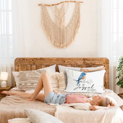 Christian Jesus Bird Throw Pillow Covers 12x20 Inch, Bible Verse - color: Be Joyful in Hope Romans 12:12