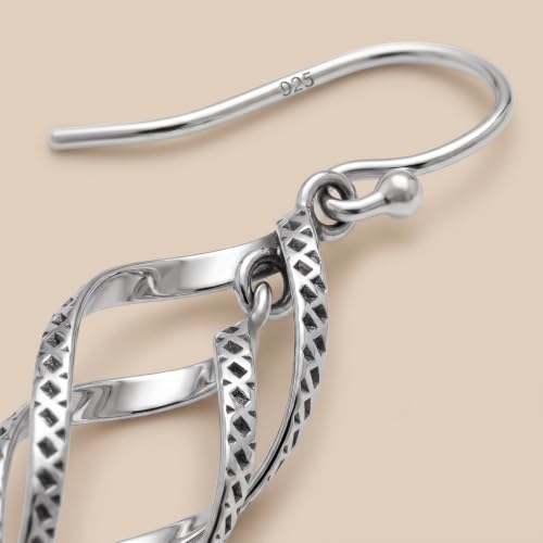 Charmsy 925 Sterling Silver Double Twisted Infinity Dangle Earrings for Women | Linear Marquise Large Loops Classic Infinity Drop Dangle Earrings - color: Antique Infinity