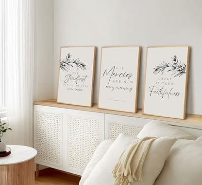 3Pcs Bible Plants Wall Art Christian Bible Verse Canvas Poster Prints Neutral Black Botanical Painting Picture Artwork Wall Decor for Living Room Office 12x16in Unframed - size: 16"L x 12"W