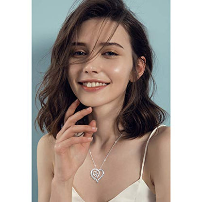 S925 Sterling Silver Christian Cross Heart Faith Bible Verse Necklace Rings - style: God is within her she will not fall.