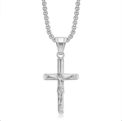 Exquisite Stainless Steel Cross Necklaces,A Perfect Blend of Gothic Style and Christian Faith, Suitable for Men and Women, Fashionable Accessories, Hypoallergenic Material - color: Silver