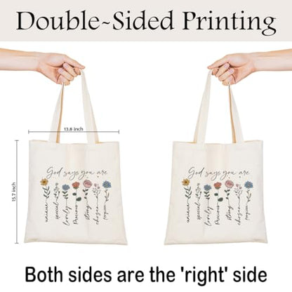 Christian Canvas Tote Bag for Women, Inspirational Faith Shoulder Bag - color: God 01