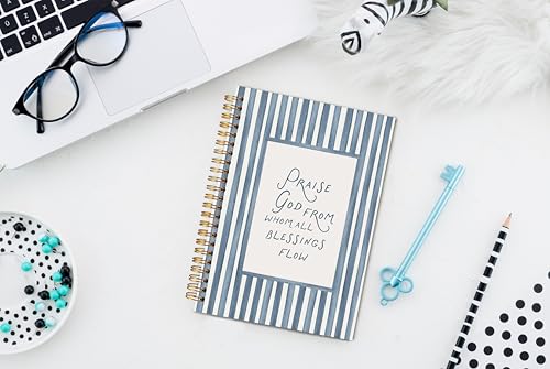 Green Christian Spiral Notebook Journal 5.5x8.3, Christian Gifts for Women Men, Bible Notebooks for Note Taking, Praise God from Whom All Blessings Flow Scripture Journals for Writing(Blue) - color: blue