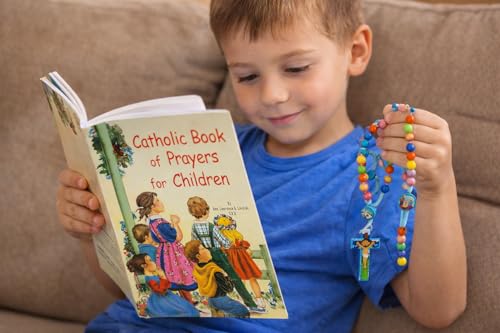 Westmon Works Baptism Set First Rosary and Catholic Book of Prayers for Children and Gift Bag