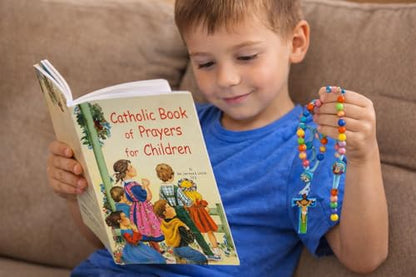 Westmon Works Baptism Set First Rosary and Catholic Book of Prayers for Children and Gift Bag