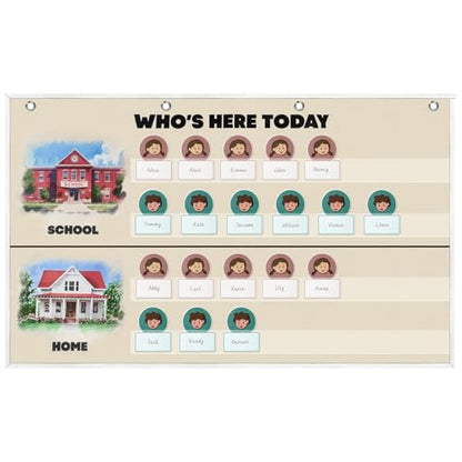 Attendance Pocket Chart for Classroom, Durable Classroom Management Pocket Chart 36 People Cards Included, Helping Hands Pocket Chart for Preschool Sunday School Kindergarten Daycare (Attendance） - color: White