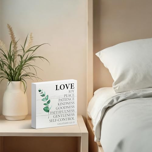 Fruit of the Spirit, Love Joy Peace Patience Sign, Christian Wooden Sign - color: Green
