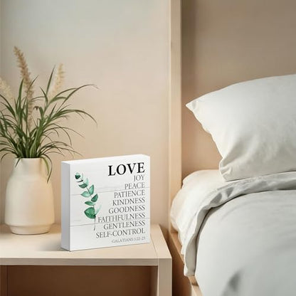 Fruit of the Spirit, Love Joy Peace Patience Sign, Christian Wooden Sign - color: Green