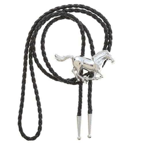 Western Cowboy Bolo tie for Men Women Gold Silver Death Skull Moth Cross Bolo Tie Christmas Deer Rooster Wolf Necktie Gift - color: 11# Silver