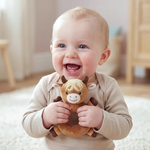 Karenhi Highland Cow Tan Stuffed Animal Little Stuffed Animal Praying - color: Highland Cow