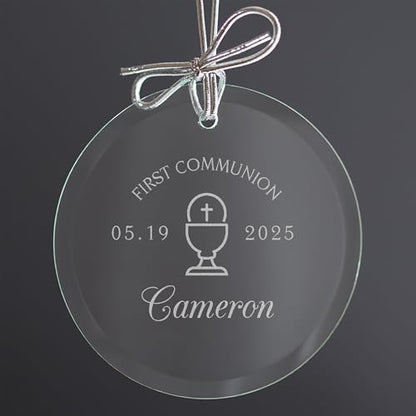 Lifetime Creations Personalized First Communion Ornament: Engraved Glass Custom First Communion Ornament