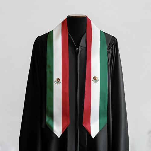 International Graduate Satin Sash Stole with National Flag Design - color: Mexico Flag