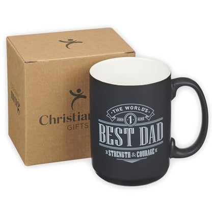 Christian Art Gifts Large Ceramic Coffee & Tea Mug for Dads & Fathers - color: Black/Best Dad