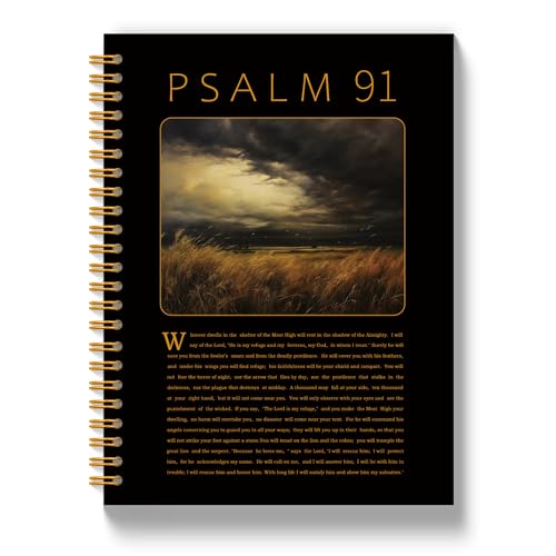 Psalm 91 Christian Journal for Women, Bible Notebooks for Note Taking, Inspirational Christian Gifts for Women, Religious Scripture Spiral Notebook 5.5x8.3 Inch - color: PSALM 91 03