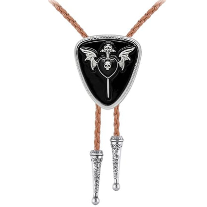 GelConnie Bolo Tie for Women Heart Cowboy Necktie Flower Gothic Mens Bolo Ties Bolero Necklace Red Western Ties for Men - color: Black Skull Bolo Tie