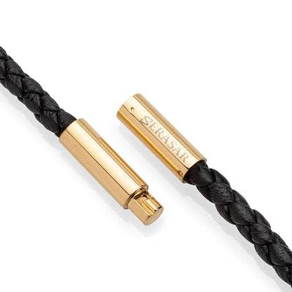 SERASAR Premium Leather Necklace Men | Stainless Steel Pendant | Secure Clasp | Three Colors | Jewelry Box Included - color: Gold, size: 50cm, style: Cross