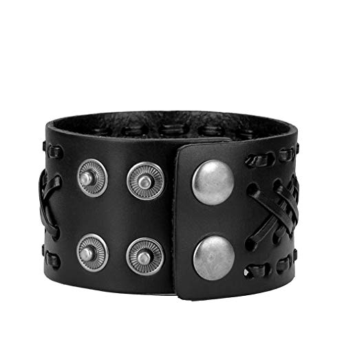 Jeilwiy Punk Rock Gothic Black Rivet Leather Spiked Necklace Collar Neckband Leather Choker Necklace for Women Mom Gifts Adjustable - color: braided bracelet