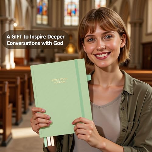 Bible Study Journal & Notebook for Women and Men, 5.8" x 8.3" - color: Cream Green, size: A5 ( 5.8" x 8.3" )