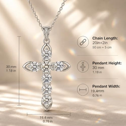 Cross Necklace 18k Gold Plated Christian Faith Jewelry Gift for Women - color: Cross-Silver