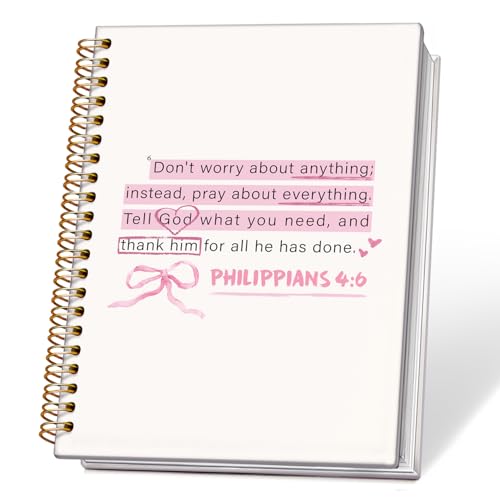 ETVISO Pink Christian Notebook, PHILIPPIANS 4:6 Christian Journal for Women, Scripture Notebook, Bible note taking, Bible Journal, Hardcover Spiral Notebook 80 Sheets -160 Pages 5.5x8.3 Inch - color: 02-Bible(PHILIPPIANS 4:6)