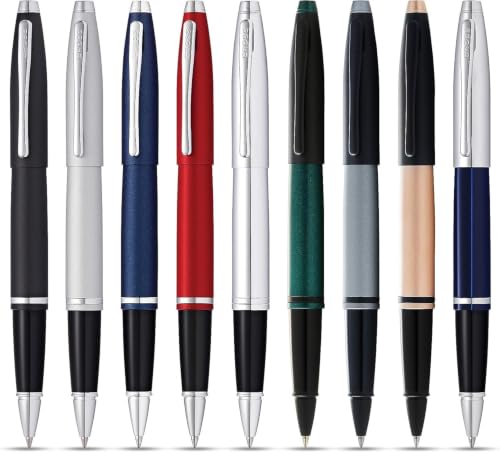 Cross Calais Rollerball Pen, Chrome & Blue Lacquer, Medium Point, Black Ink - color: Chrome & Blue
