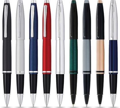 Cross Calais Rollerball Pen, Chrome & Blue Lacquer, Medium Point, Black Ink - color: Chrome & Blue