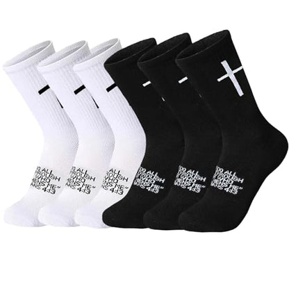 6 Pairs Christian Socks Cross Prayer Socks with Bible Verse,Christian Gift for Man Women Youth Birthday Christmas - color: 4:13-mix