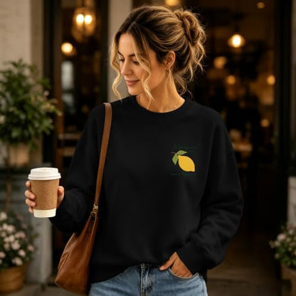 BINTEHGS Christian Sweatshirts For Women My Jesus Making Lemonade Graphic Faith Crewneck Pullover Religious Long Sleeve Shirt - color: Black, size: XX-Large