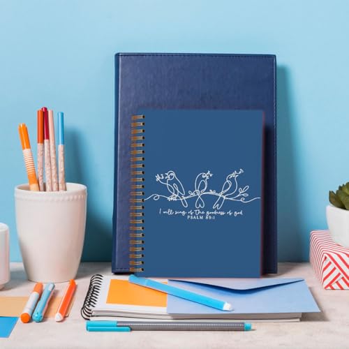 Bird Bible Journal Notebooks, Bible Notebook Journals, Church Notes Notebook, Journaling Notebooks for Women, Christian Gifts for Women, Navy Blue Spiral Notebooks 5.5x8.3 - color: Bird
