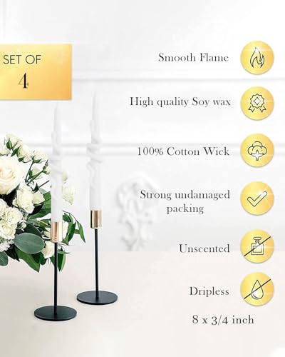 White Taper Candle Candlestick Snake Soy Candles Unscented Wedding Party Wax Unscented Dinner Candle Dripless,8 inch,Set of 4,Snake - color: 8''Snake-White
