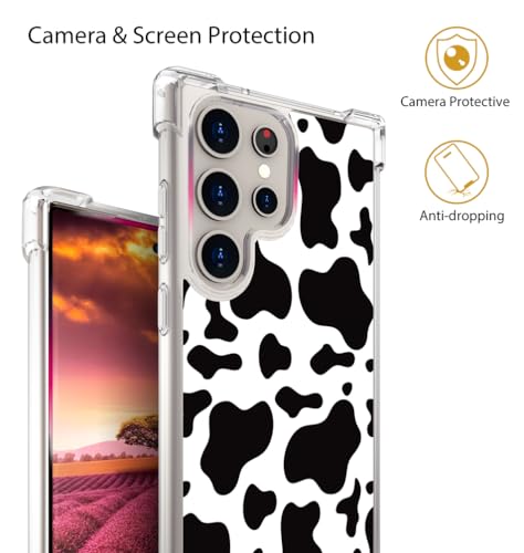 for Samsung Galaxy S24 Ultra Case - Black Cow Print - color: Black Cow Print, size: Galaxy S24 Ultra