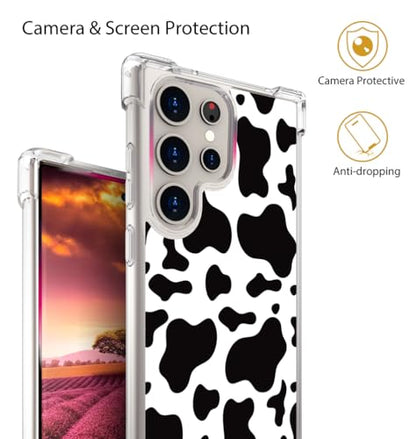 for Samsung Galaxy S24 Ultra Case - Black Cow Print - color: Black Cow Print, size: Galaxy S24 Ultra