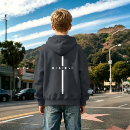 Fkatuzi Christian Graphic Hoodies For Boys Cross Sweatshirt Kids Jesus Hoodie Faith God Religious Bible Verse Believe Tops - color: Deep Gray, size: 9-10 Years