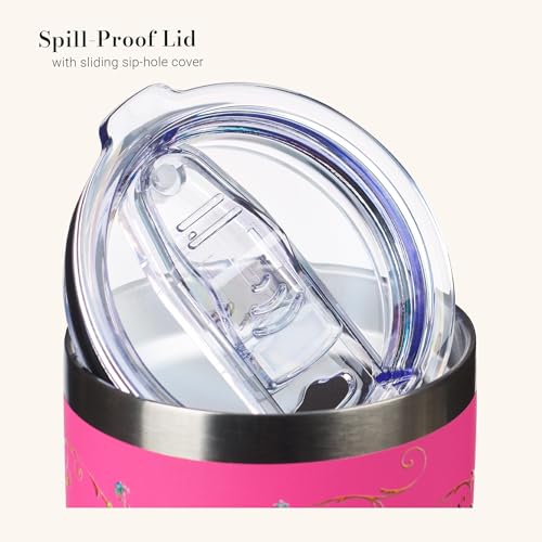 Christian Art Gifts Stainless Steel Vacuum Insulated Travel Mug 18 oz - color: Pink/Be Still