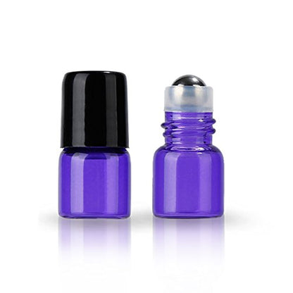 20 Pack Set 1ML Mini Sample Roll Glass Bottles for Essential Oils Roller Refillable Perfume Roll Bottle (1ML Multi) - color: 1ML Multi