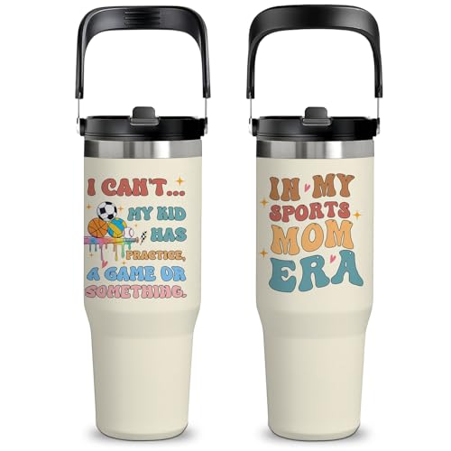 Sports Mom Gifts for Women - 30oz Insulated Stainless Steel Tumbler with Handle, Cute Leak-Proof Water Bottle for Sport Moms, IN MY SPORTS MOM ERA Gifts for Mothers Day - color: SportMom1