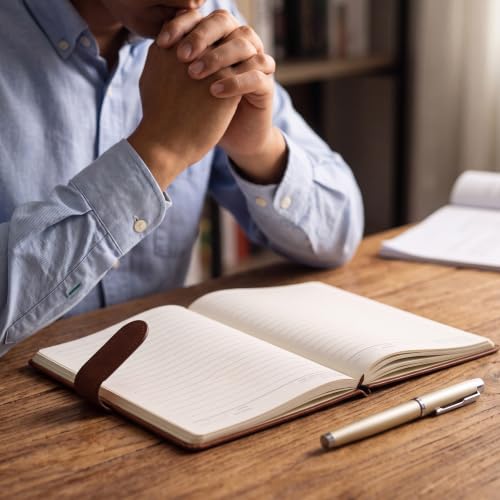Leather Christian Bible Journal for Men, Prayer Journal and Pen Gift Set - color: Brown, style: Christian Bible Prayer