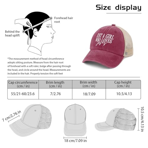 JUSTS A Girls WHO Loves Jesus Hats for Women Aesthetic Washed Distressed - color: Deep Rose