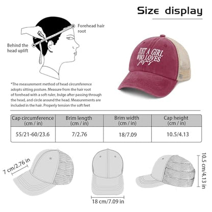 JUSTS A Girls WHO Loves Jesus Hats for Women Aesthetic Washed Distressed - color: Deep Rose