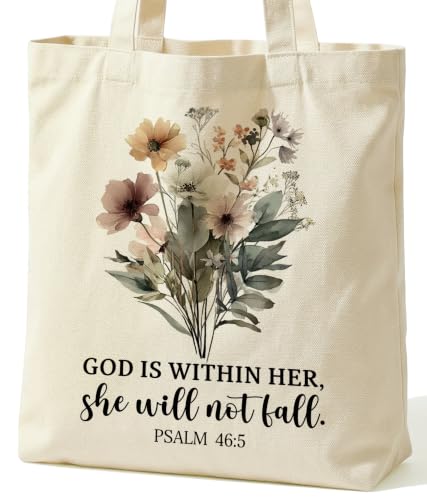 Christian Bible Verse Tote Bag for Women Faith Church - color: Whithin