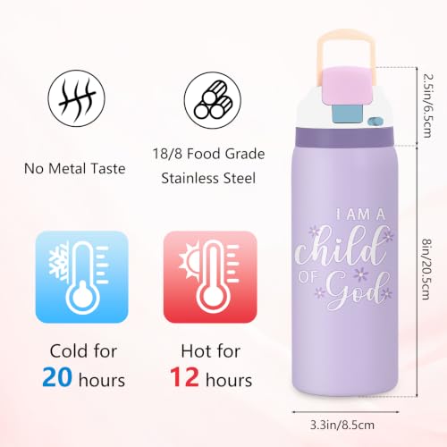 I Am A Child of God 32oz Insulated Water Bottle Gift for Women, 1PCS - color: Christianity-Purple