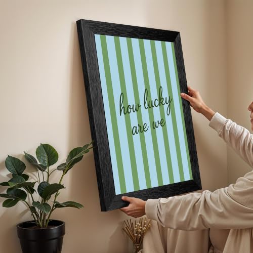 How Lucky Are Canvas Wall Art Script Poster 12x16in Black Framed Flat - color: style 02, size: 12"L x 16"W
