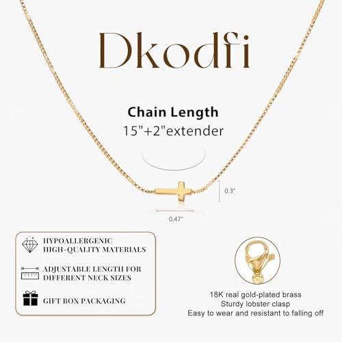 Cross Necklace for Women - Dainty 14K Gold Silver Plated Cross Necklace Choker Jewelry Cute Simple Small Trendy Non Tarnish Waterproof Faith Religious Jewelry Gift for Teenage - style: 07-Cross-Gold
